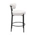 Modern Counter Height Stools Set of 2 - White Upholstered Barstools with Footrest for Kitchen & Dining Room - Minihomy