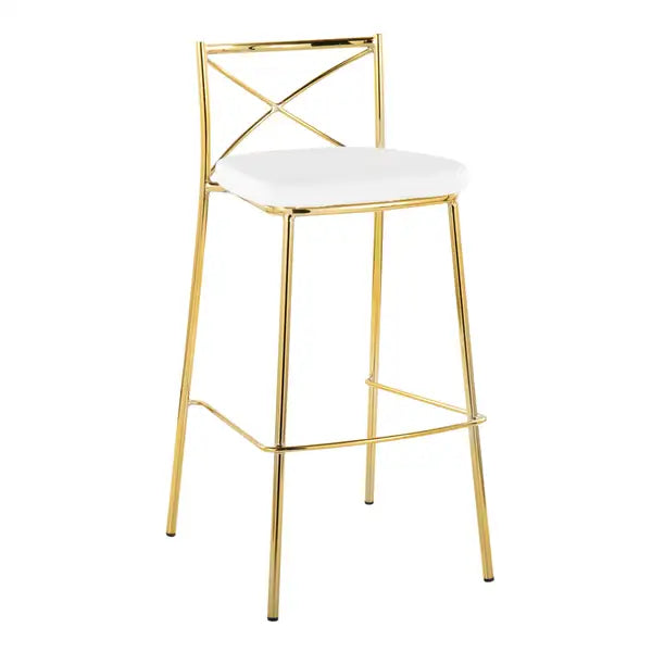 LumiSource Charlotte Gold Metal & White Barstools (Set of 2) - 30"