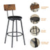 Industrial Bar Table Set with 3 Stools - Rustic Brown & Black, 63" Kitchen Breakfast Table - Minihomy