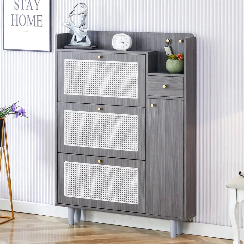 Modern Rattan Shoe Cabinet & Storage - Minimalist Home Furniture (GZ-DI-03)