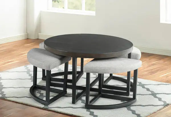 Yukon Brown Coffee Table with Storage Stools