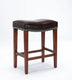 Dark Brown Leather Barstools - Set of 2 - Minihomy