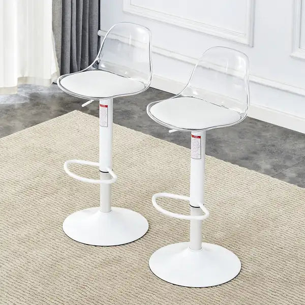 Set of 2 Modern Bar Chairs & Stools - Swivel, Adjustable, PU Seats, PET Backrest - Restaurant, Bar, Front Desk