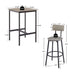 Grey Bar Table Set with 2 Stools, PU Soft Seat & Backrest, 23.62" W x 35.43" H - Minihomy