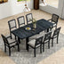 9 Piece Rustic Dining Table Set with Extendable Top, 6 Armless Chairs & 2 Arm Chairs, Black - Minihomy