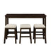 4-Piece Rustic Counter Height Dining Set with Stools & Socket - Brown - TOPMAX - Minihomy