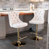 Beige Velvet Swivel Barstools, Adjustable Height, Modern Upholstered with Backs, Set of 2 - Minihomy