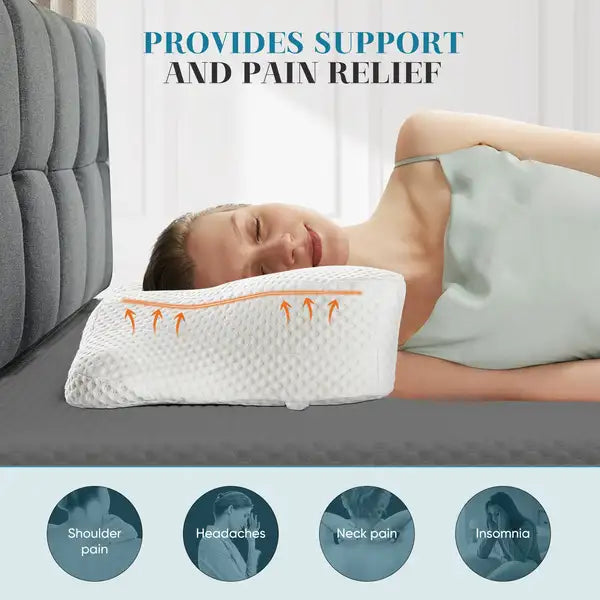 2-Pack White Neck Support Pillows for Sleeping & Bedroom Bedding - Minihomy