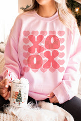 Plus Size - Checkered XOXO Graphic Sweatshirt