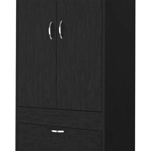 Armoire Tarento | 2 Drawer Black Wengue Finish Wardrobe - Minihomy