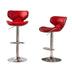 Masaccio Adjustable Swivel Bar Stools with Chrome Base, Set of 2 - Red - Minihomy