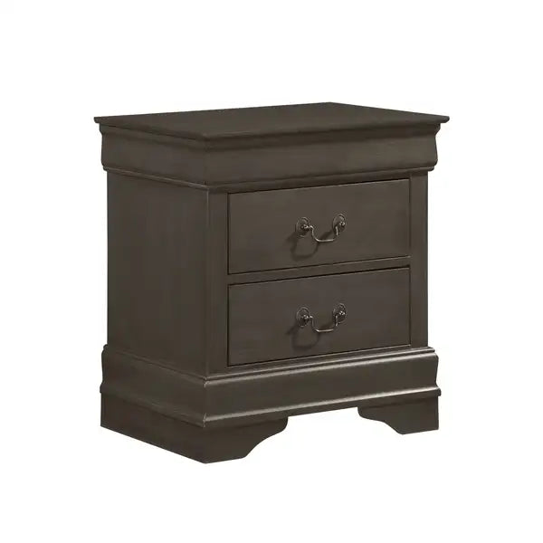 Gray Nightstand with 2 Drawers | Louis Philippe Style Bedroom Furniture - Minihomy