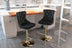 Black Velvet Bar Stools with Backs - Adjustable Height, Set of 2 - Modern Kitchen & Pub Barstools - Minihomy