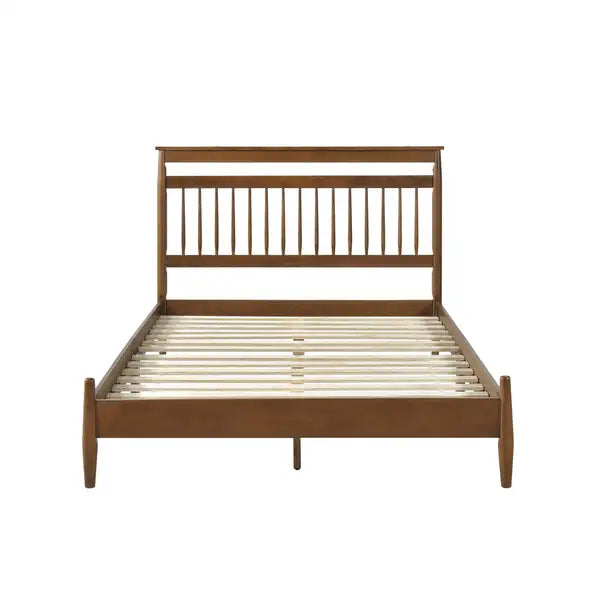 Chestnut California King Platform Bed | Transitional Style Bedroom Furniture - Minihomy