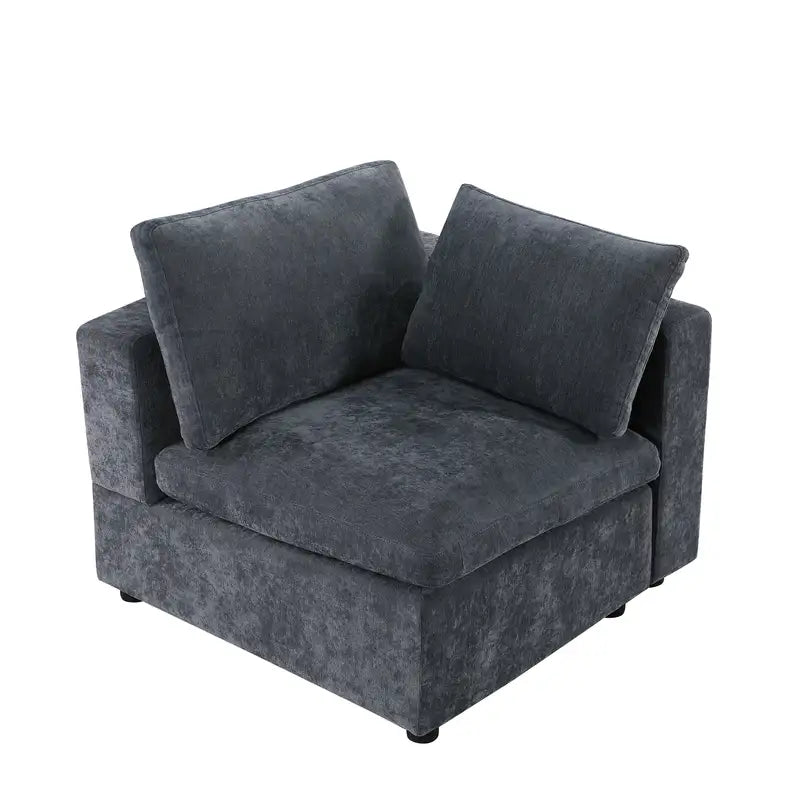 Grey Chenille Modular Sectional Sofa Corner Chair