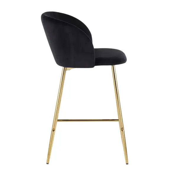 LumiSource Fran Gold Steel & Black Velvet Counter Stools (Set of 2)