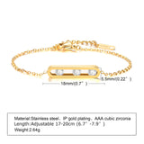 Chic Stainless Steel White Colorful Zircon Geometric Bracelet in Gold