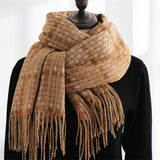 Women's Thickened Warm Tassel Plaid Cashmere Scarves