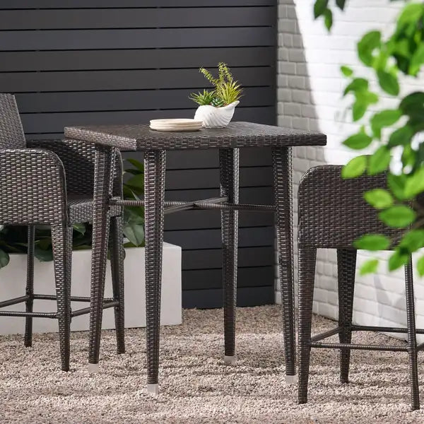 32 Inch Square Wicker Bar Table - Outdoor Patio Furniture - Minihomy