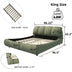 King Size Upholstered Platform Bed with Oversized Padded Backrest - Green - Minihomy