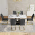 Modern Dining Table & Chair Set - Imitation Marble Top, MDF Legs, U-Shaped Brackets - Minihomy