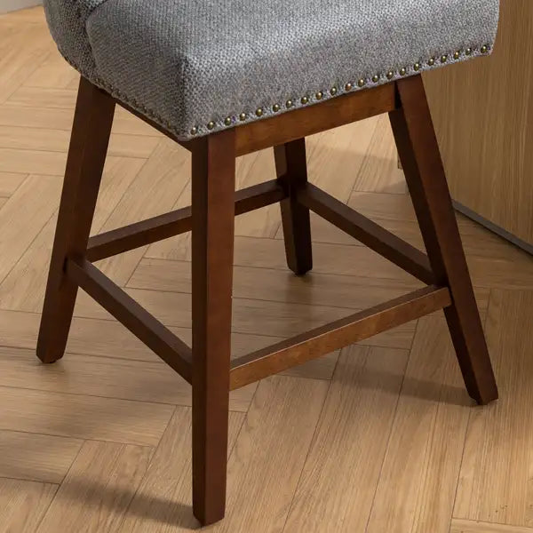 Gray Fabric Counter Height Swivel Barstools Set of 2, 26'' Seat - Minihomy