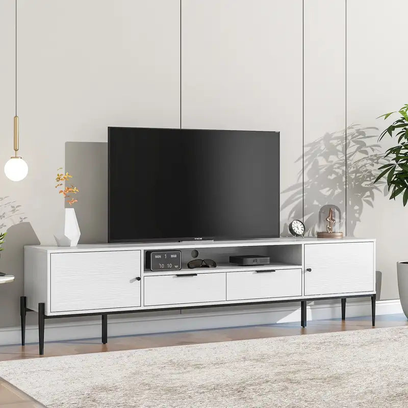 Modern TV Stand with Storage - 70" Entertainment Center for Living Room