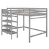 Full Size Loft Bed with Storage Staircase & Clothes Hanger - Gray - Minihomy