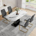 Modern Dining Table & Chair Set | Imitation Marble Top, U-Shaped Legs - Minihomy