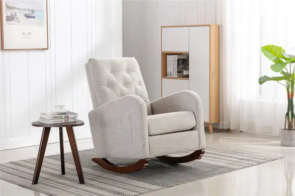 Modern High-Back Rocking Nursery Chair - Padded & Comfortable