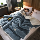 Warm Siesta Blanket Three-layer Blanket Quilt Thick Lamb Flannel Bed Linen Coral Fleece