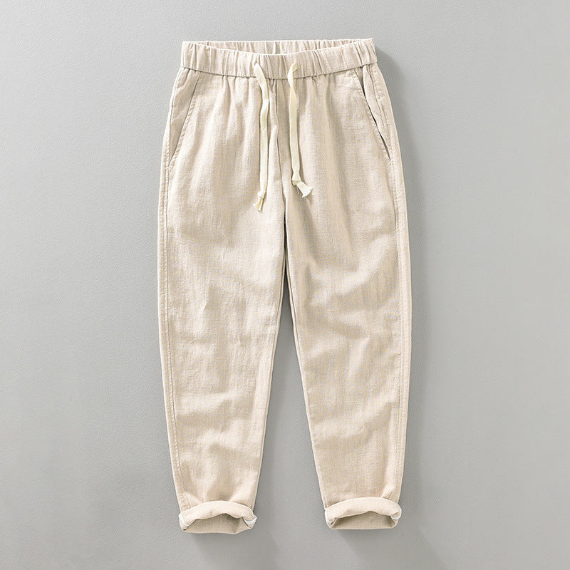 Summer Men's Thin Breathable Cotton And Linen Casual Pants