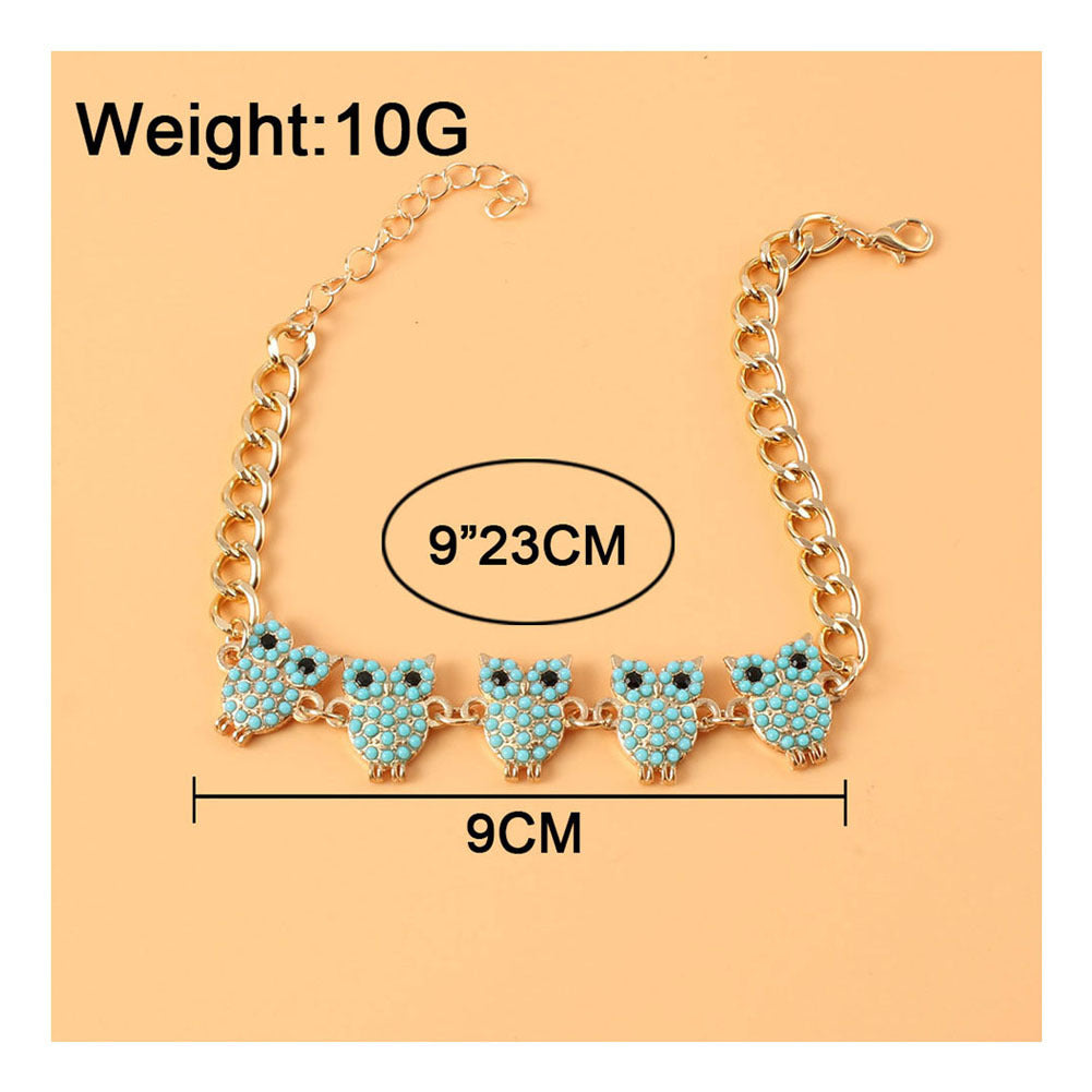 Vintage Alloy Owl Pendant Anklet