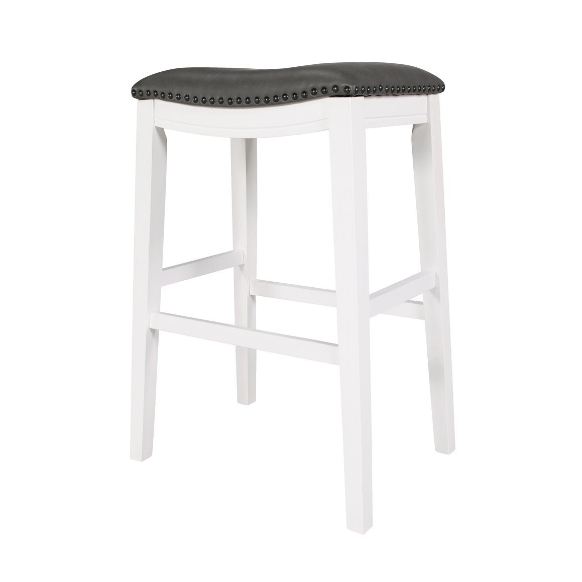 White & Gray Saddle Bar Stools (Set of 2) - 29" Height