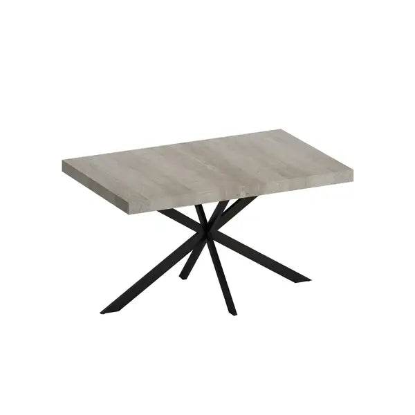 Retro Rectangular Stretch Dining Table with Storage Box - Grey Carole Top, Black Base