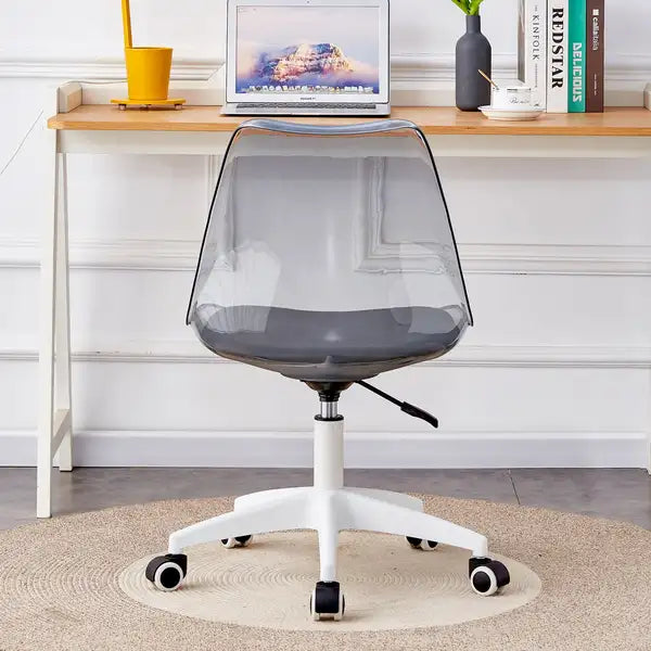 Modern Home Office Desk & Chair Set - Adjustable Rotating Chair, Smoke Gray - Minihomy