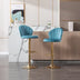 Adjustable Swivel Bar Stools (Set of 2) - Chrome Footrest, Velvet Upholstery, Golden Legs, Baby Blue - Minihomy