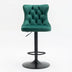 Green Velvet Bar Stools with Backs - Adjustable Height, Tufted, Set of 2 for Kitchen Island & Pub - SW1812GN - Minihomy