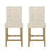 Beige Fabric Button Tufted Counter Stools (Set of 2) - 26 Inch Contemporary Design - Minihomy