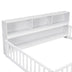 Full Size Platform Bed with Bookcase, Shelves, Guardrails - White - Minihomy