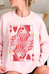 Champagne Queen of Hearts Graphic Sweatshirt - Stylish Women's Pullover