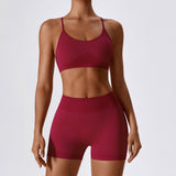 Seamless Beauty Back Yoga Clothes Running Quick-drying Tight Sports Fitness Clothes Suit Women