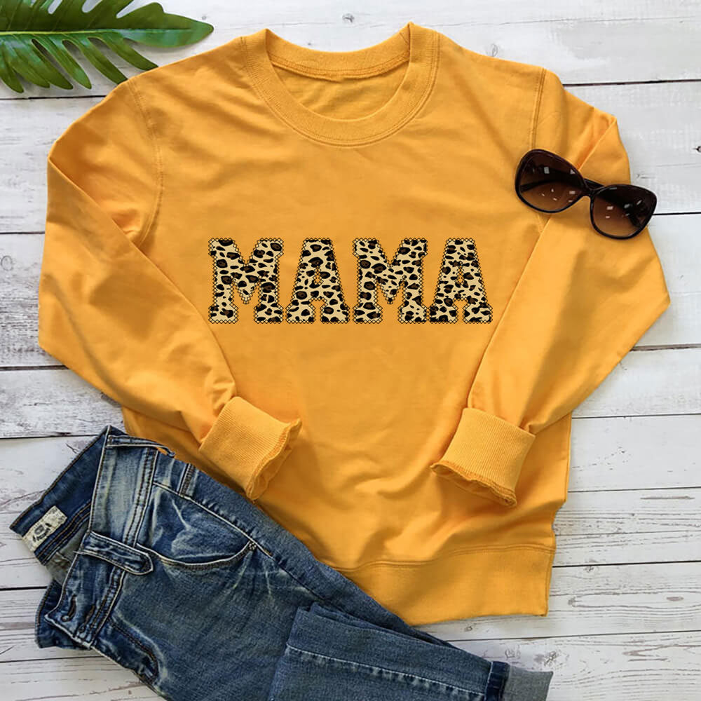 Leopard Print Mother's Day Sweatshirt Casual