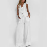 Women's Summer Vest Suit: Sleeveless Top & Loose Pants Outfit