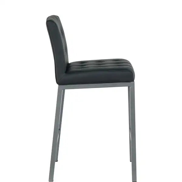 Modern Bar Stools, Set of 2, Black PU Leather with Metal Legs, Kitchen & Restaurant - Minihomy