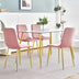 Modern Pink Dining Chairs Set of 4, Light Luxury Home Bedroom Stool with Gold Metal Legs - Minihomy