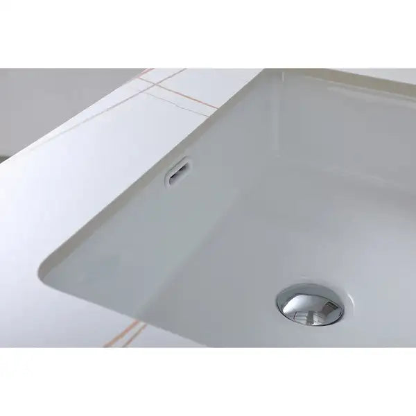 37 Inch Bathroom Vanity Top with Undermount Sink, White Gold Stone, Single Faucet Hole - Minihomy