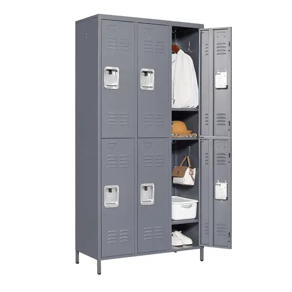 Gray Metal Lockers - 6 Door, 72"H, with Lock - Employee, Gym, Office Storage