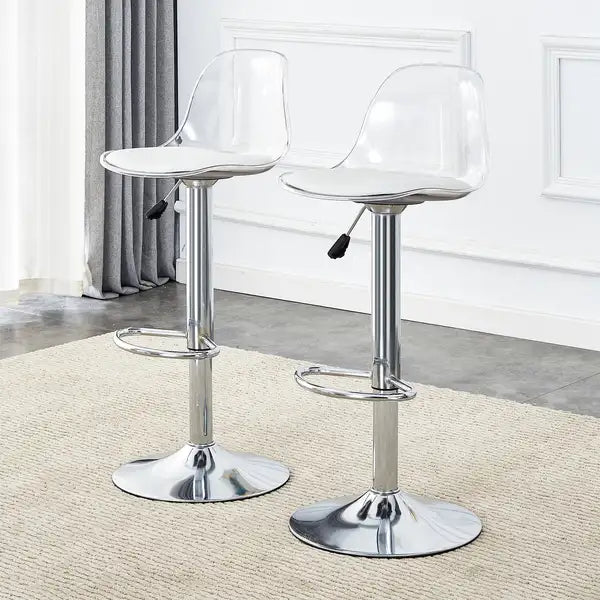 Modern Bar Stools Set of 2 | Swivel & Adjustable Height | PU Seats & PET Backrest - Bar, Restaurant, Counter Seating - Minihomy