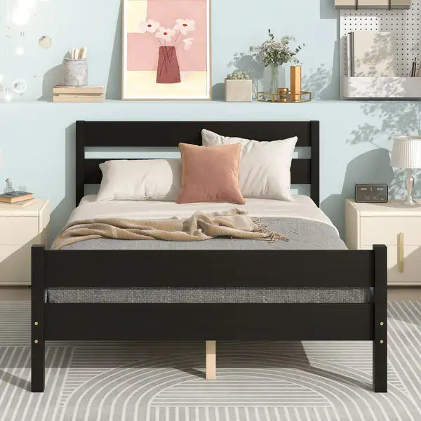 Espresso Full Bed with Headboard and Footboard - Minihomy